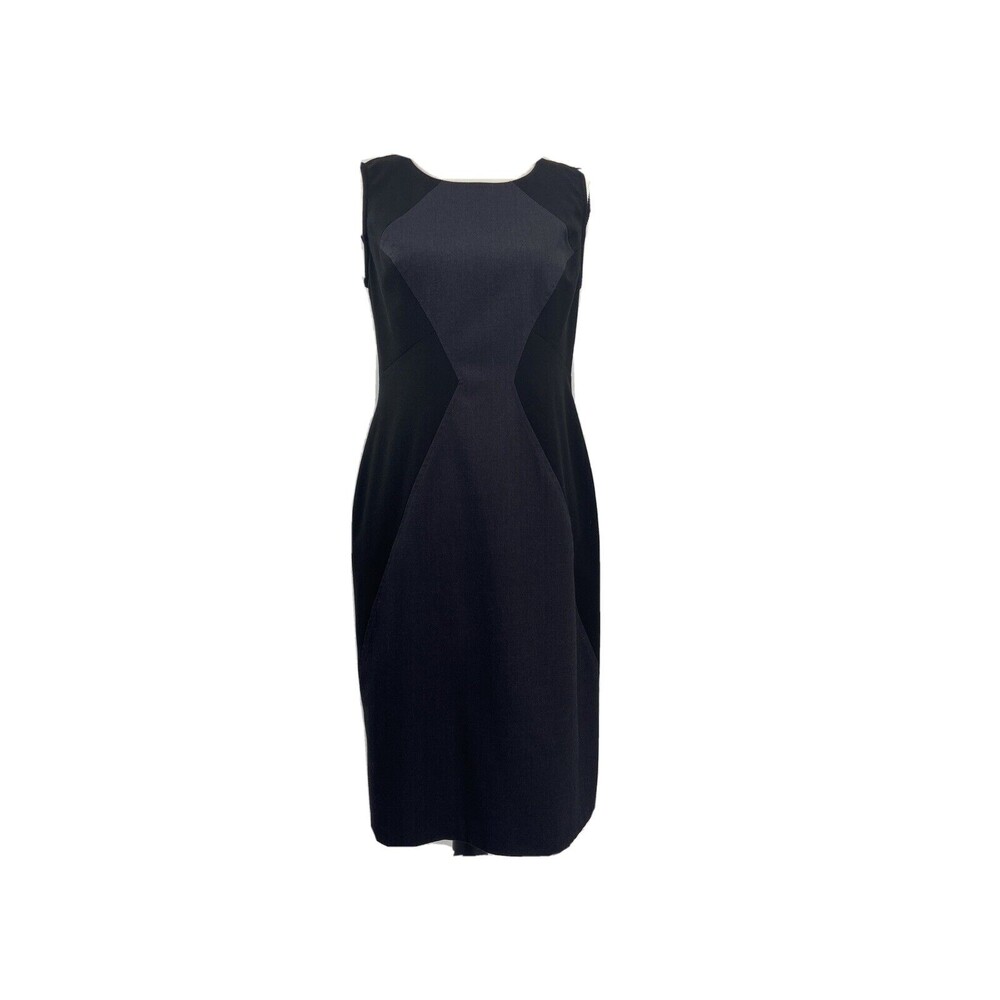 Andrew Marc NY Black & Gray Bodycon Dress Sleeveless Side Panels Lines Size 6